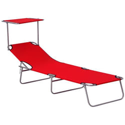 Outsunny - chaise longue - Métal - 187x58x36cm - Rouge