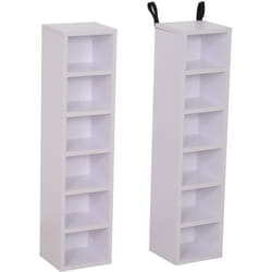 Homcom - Lot de 2 étagères colonnes armoire de rangement cd-dvd 6 + 6 compartiments dim. 21L x 19l x 88H cm capacité max. 204 cd blanc