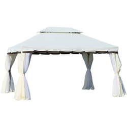 Outsunny - Tonnelle barnum pavillon de jardin style colonial double toit toile moustiquaires et toiles amovibles 3,9L x 2,9l x 2,8H m crème