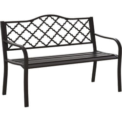 Banc 3 places de jardin terrasse style rural chic 128L x 60l x 89H cm métal époxy anticorrosion fonte brun