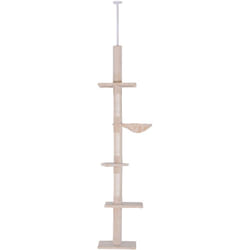 Arbre à chat poteau à griffer L40 x l 34 x h 230-260 cm 5 niveaux d'activités beige