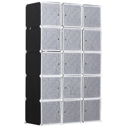 Homcom - Garde robe armoire à vêtements l 111 x l 47 x h 183 cm modulable 15 cubes noir et blanc