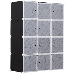 Homcom - Garde robe armoire à vêtements l 111 x l 47 x h 145 cm modulable 12 cubes noir et blanc