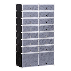 HOMCOM - armoire à chaussures - plastique fil métallique - 95x37x160cm - noir