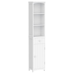 Meuble colonne - HOMCOM - rangement salle de bain WC étagère tiroir placard mobilier - bois - 34x24x170cm - blanc