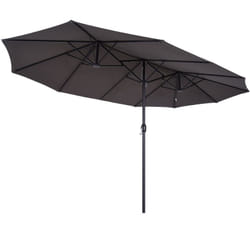 Outsunny - Parasol de jardin xxl parasol grande taille 4,6L x 2,7l x 2,4H m ouverture fermeture manivelle acier polyester haute densité gris