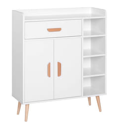 Meuble de rangement design scnadinave dim. 80L x 30l x 96H cm 4 niches placard 2 portes étagère tiroir coulissant bois massif