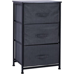 Homcom - Meuble de rangement 3 tiroirs chiffonnier dim. 45L x 30l x 71H cm métal mdf non tissé noir