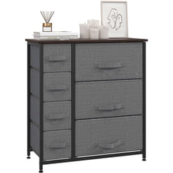 Homcom - Meuble de rangement commode design 64L x 30l x 71H cm 7 tiroirs métal mdf non tissé noir