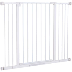Barrière de sécurité longueur réglable dim. 76-107l x 76H cm sans perçage métal plastique blanc