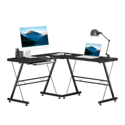 HOMCOM - bureau dangle - Bois - 130x130x74cm - Noir