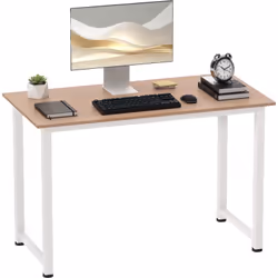 Table d'ordinateur 120L x 60l x 76H cm multifonction grand plateau cadre robuste en métal blanc effet bois