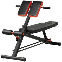 Banc de musculation 150L x 150l x 76H cm hauteur coussin abdominal réglable 7 niveaux dossier rembourré acier noir rouge