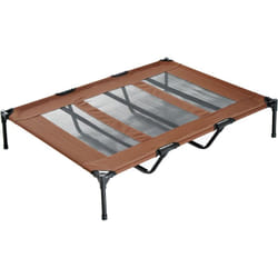 Lit sur pieds xxl pour chien chat lit de camp animal lit surélevé Oxford textilène micro-perforé dim. 122L x 92l x 23H cm marron clair