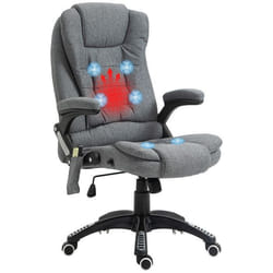 Fauteuil de bureau - Vinsetto - massant chauffant ergonomique réglable inclinable télécommande - polyester - gris chiné