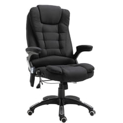 Fauteuil de bureau direction massant chauffant hauteur réglable dossier inclinable toile de lin noir