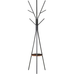 Homcom - Porte-manteau trépied design contemporain branches étagère + 9 patères dim. 45L x 45l x 180H cm métal marron