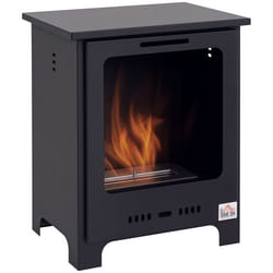 HOMCOM Cheminée bioéthanol sur Pieds brûleur 15 L 3h de durée de combustion Style néo-rétro poêle Couverture 20-25 m² Noir