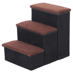 Escalier pour chien animaux pliable rampe 3 marches polaire amovible coffre interne rangement dim. 51L x 40l x 50H cm MDF polaire