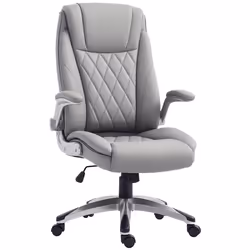 HOMCOM Fauteuil de bureau ergonomique hauteur réglable roulettes pivotant P.U 70 x 76 x 121 cm gris
