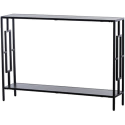 Homcom - Console table d'appoint design industriel dim. 106L x 23l x 76H cm étagère acier noir panneaux particules bois gris