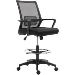 Homcom - Fauteuil de bureau chaise de bureau assise haute réglable dim. 64L x 59l x 104-124H cm pivotant 360° maille respirante noir
