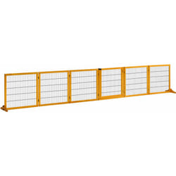 Barrière de sécurité parc enclos chien modulable pliable porte verrouillable intégrée 5 panneaux grillage acier noir bois de pin verni