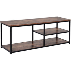 Homcom - Meuble tv design industriel dim. 120L x 40l x 45H cm grand plateau 2 étagères panneaux particules coloris boisé métal noir