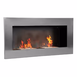 Cheminée bioéthanol murale design Bauhaus - double brûleur 3 L - dim. 110L x 14l x 54H cm - couverture 25-30 m² - acier inox.