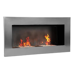 Cheminée bioéthanol murale design Bauhaus - double brûleur 3 L - dim. 110L x 14l x 54H cm - couverture 25-30 m² - acier inox.