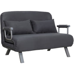 Canapé-lit canapé convertible 2 places déhoussable grand confort 2 coussins fournis pieds accoudoirs métal suède anthracite