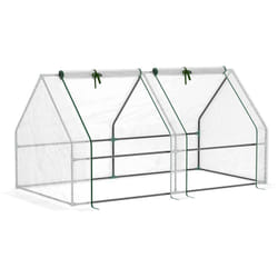 Outsunny - Serre de jardin tunnel 2,5L x 1l x 0,8H m grande porte zippée bâche pvc transparent métal époxy vert