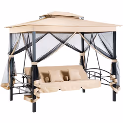 Cette magnifique balancelle de jardin 3 places convertible grand confort sera parfaite pour vous détendre et faire une pause ...