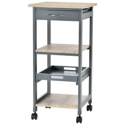 Chariot de service - HOMCOM - desserte cuisine roulettes 2 étagères plateau amovible tiroir - bois MDF - gris chêne clair