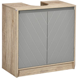 Homcom - Meuble salle de bain - meuble sous-vasque - placard 2 portes avec étagère - dim. 60L x 30l x 59H cm - panneaux particules chêne clair gris