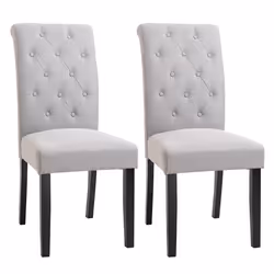 Lot de 2 chaises de salle à manger grand confort pieds en bois lin 47 x 61 x 101 cm gris clair