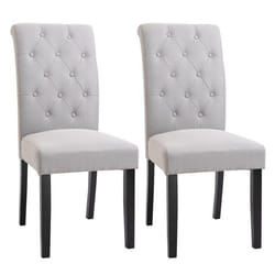 Lot de 2 chaises de salle à manger grand confort pieds en bois lin 47 x 61 x 101 cm gris clair