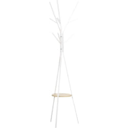 Homcom - Porte-manteau trépied design contemporain branches étagère + 9 patères dim. 45L x 45l x 180H cm métal gris clair