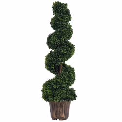 Outsunny Buis Artificiel topiaire Artificielle en Forme de Spirale dim. Ø 32 x 120H cm Vert
