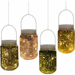Description générale Ce lot de 4 lampes LED décoratives de jardin au style mason jar diffusera une magnifique lumière blanc c ...
