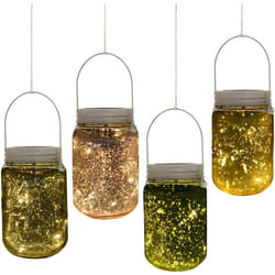 Outsunny - Lumière de jardin solaire - pots mason jar 4 pièces - lanterne de verre solaire led étanche norme ip 44 - lampes décoratives de jardin 4