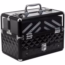 Mallette à maquillage - coffre à cosmétiques - rangement produits de beauté - dim. 30L x 18l x 22H cm - poignée serrure alu. ...
