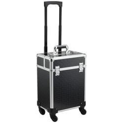 Valise trolley maquillage mallette cosmétique vanity poignée télescopique réglable 34L x 24l x 52H cm alu. noir