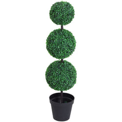 Outsunny - Buis artificiel topiaire artificielle en forme de boules dim. ø 30 x 112H cm vert