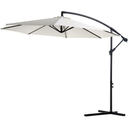 Parasol déporté octogonal inclinable manivelle pied acier ø 3 x 2,5H m crème