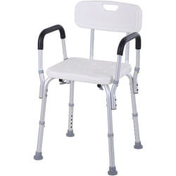 Chaise de douche siège de douche ergonomique hauteur réglable pieds antidérapants charge max. 135 Kg alu hdpe blanc