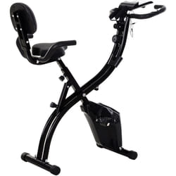 Vélo d'appartement pliant 8 niveaux de résistance magnétique dossier selle réglable poignées ergonomiques écran lcd multifonction suspensions support