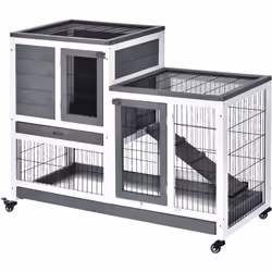 Ce magnifique clapier à lapin dispose d'un espace généreux sur 2 étages idéal pour que vos lapins grandissent en toute séréni ...