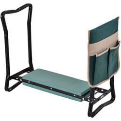 Outsunny - Tabouret de jardin pliable agenouilloir de jardin siège jardinage avec coussin pochette rangement outils vert