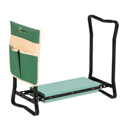 Tabouret de jardin - Outsunny - pliable agenouilloir siège jardinage coussin pochette rangement - acier - vert